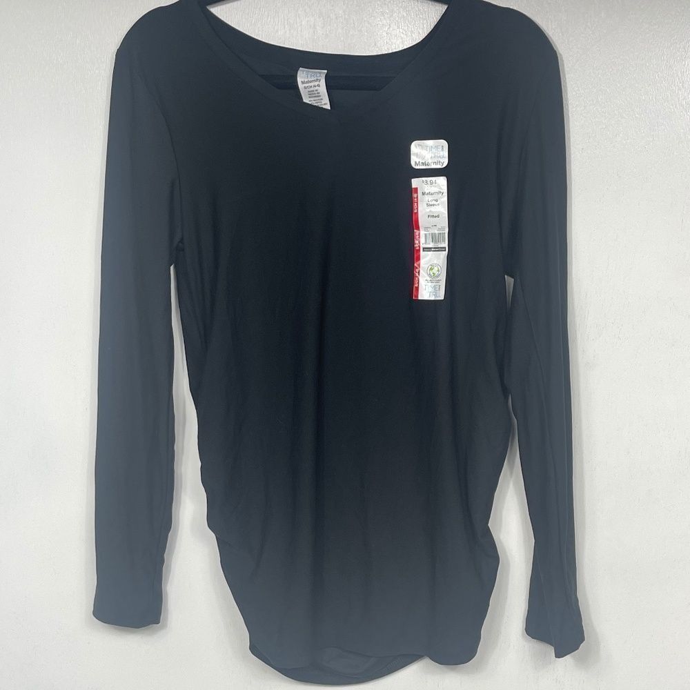 NWT -Women's Maternity Time and Tru Long Sleeve T-Shirt Size Small Color Black